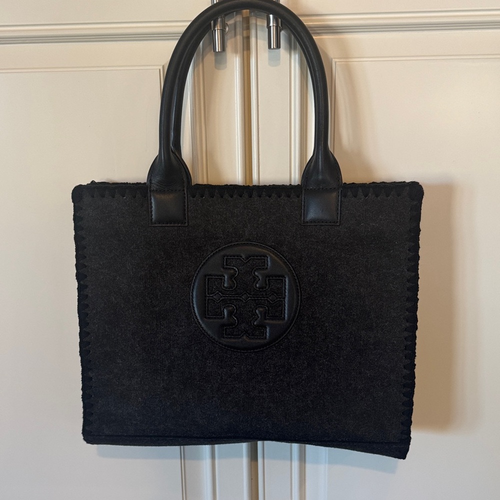 Tory Burch Black/Grey Ella Small Tote